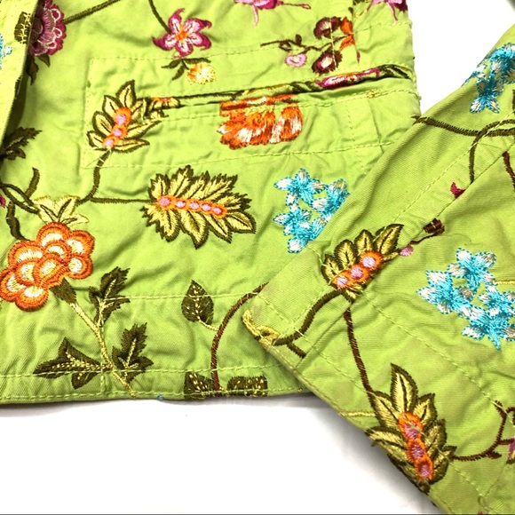 Johnny Was Lime Green Floral Embroidered Jacket - Picture 2 of 8